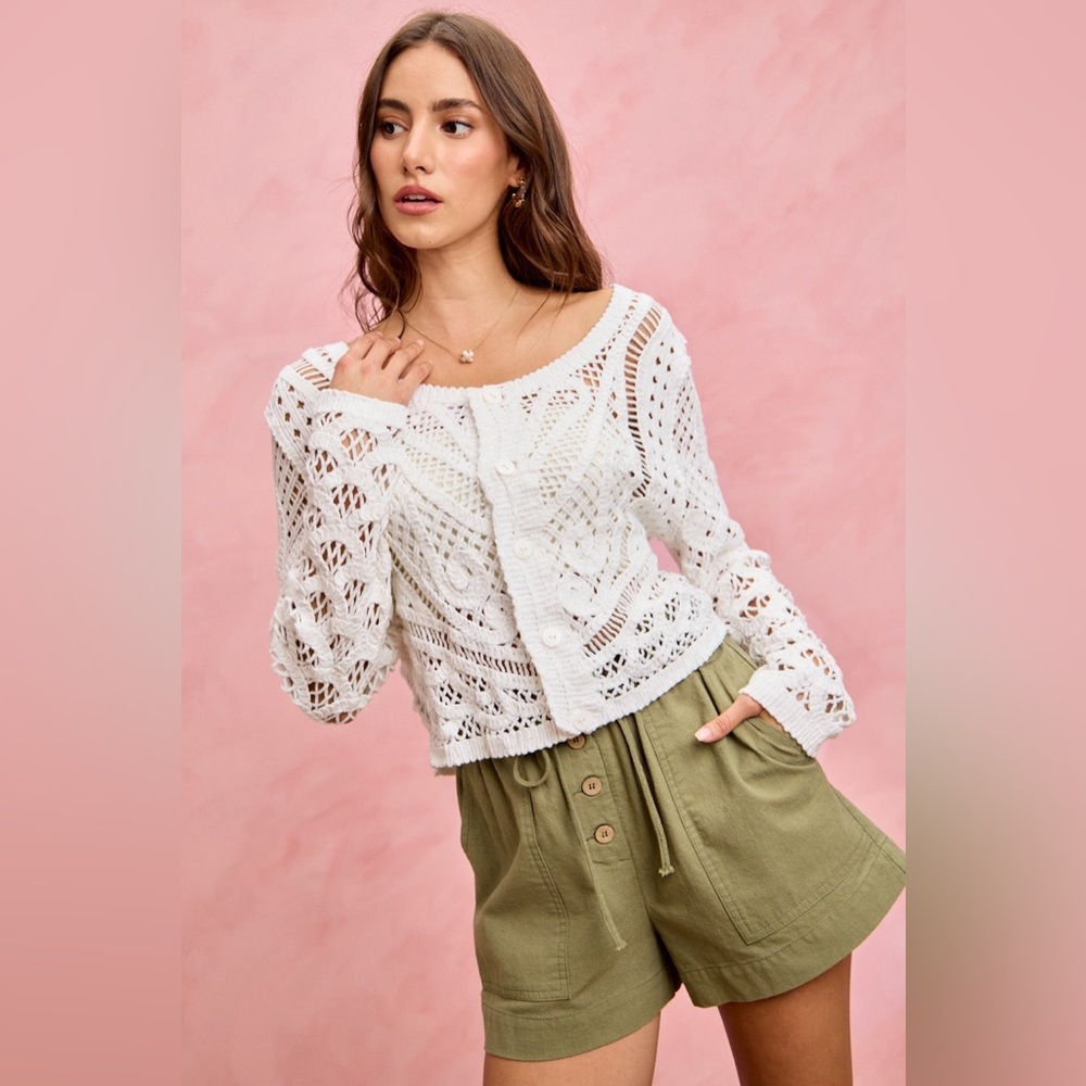 SO ME Paper Bag Patch Pocket Drawstring Twill Shorts - Picture 7 of 16